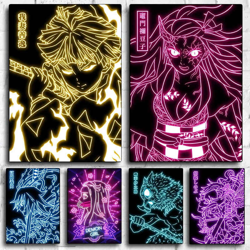 Neon Poster – Unique, Cartoon Anime Style - Eden of Clothes