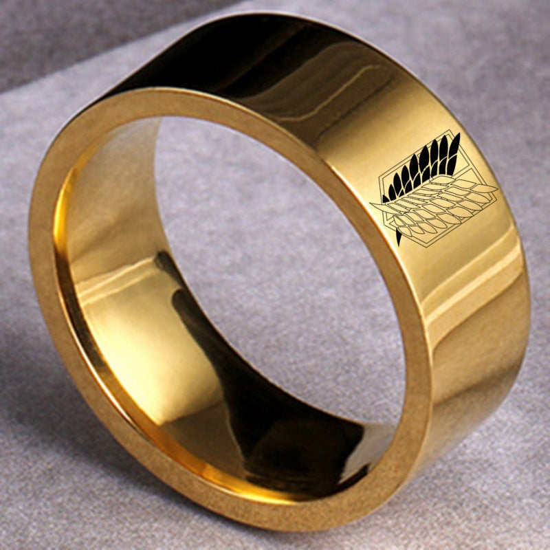 Stainless Steel Ring – Black and Silver Design, Attack on Titan - Eden of Clothes