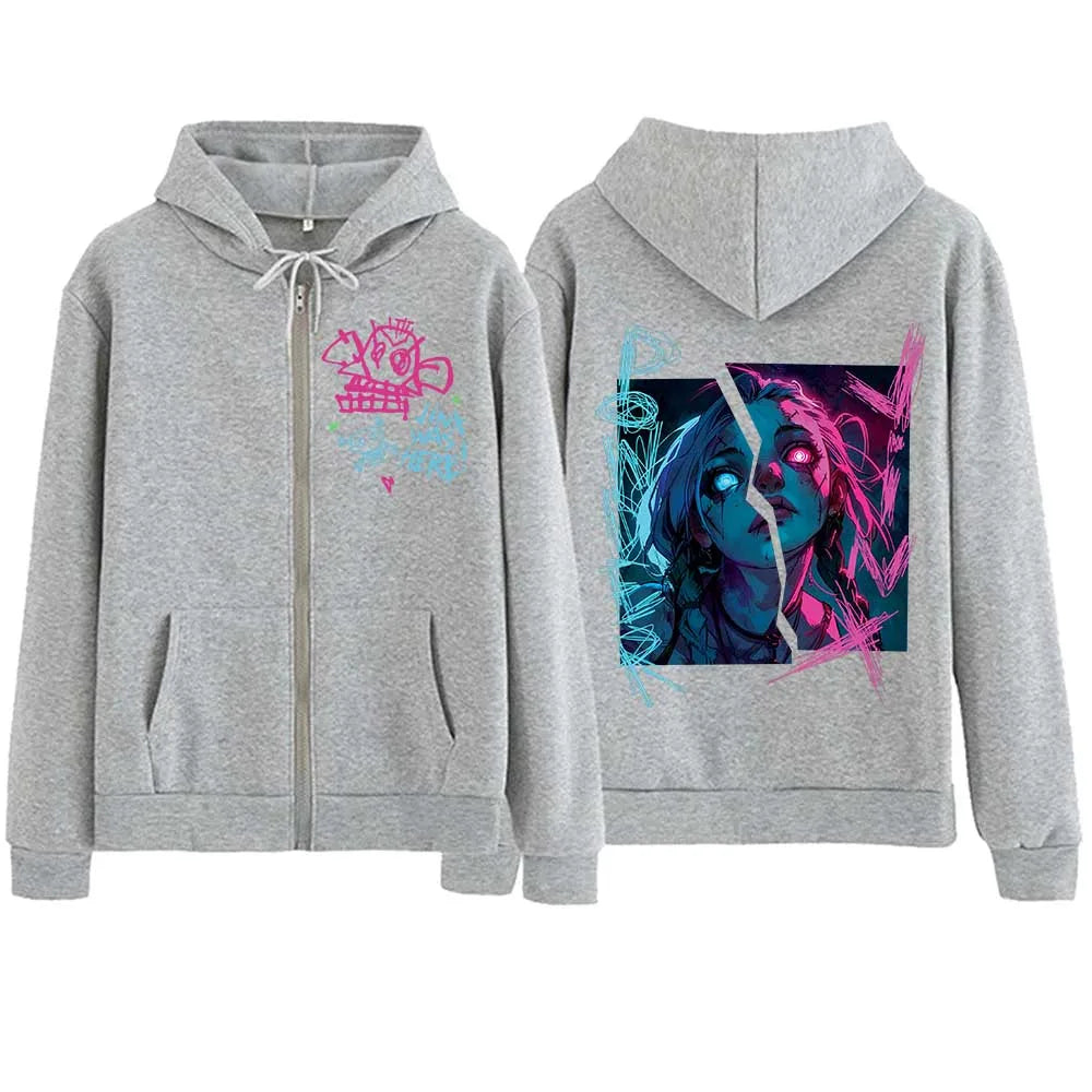 Jinx Hoodie – Zipper, Unisex, Arcane - Eden of Clothes