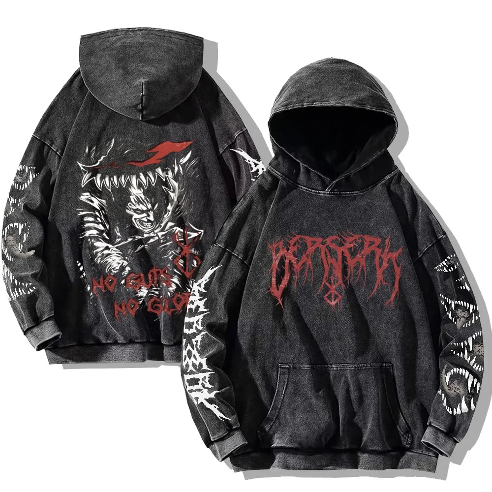 Berserker Hoodie – Oversized, Washed Style - Eden of Clothes