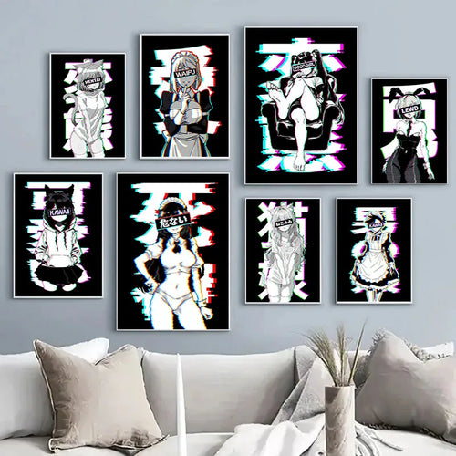Anime Girl – Black and White, Sexy Figure Poster - Eden of Clothes