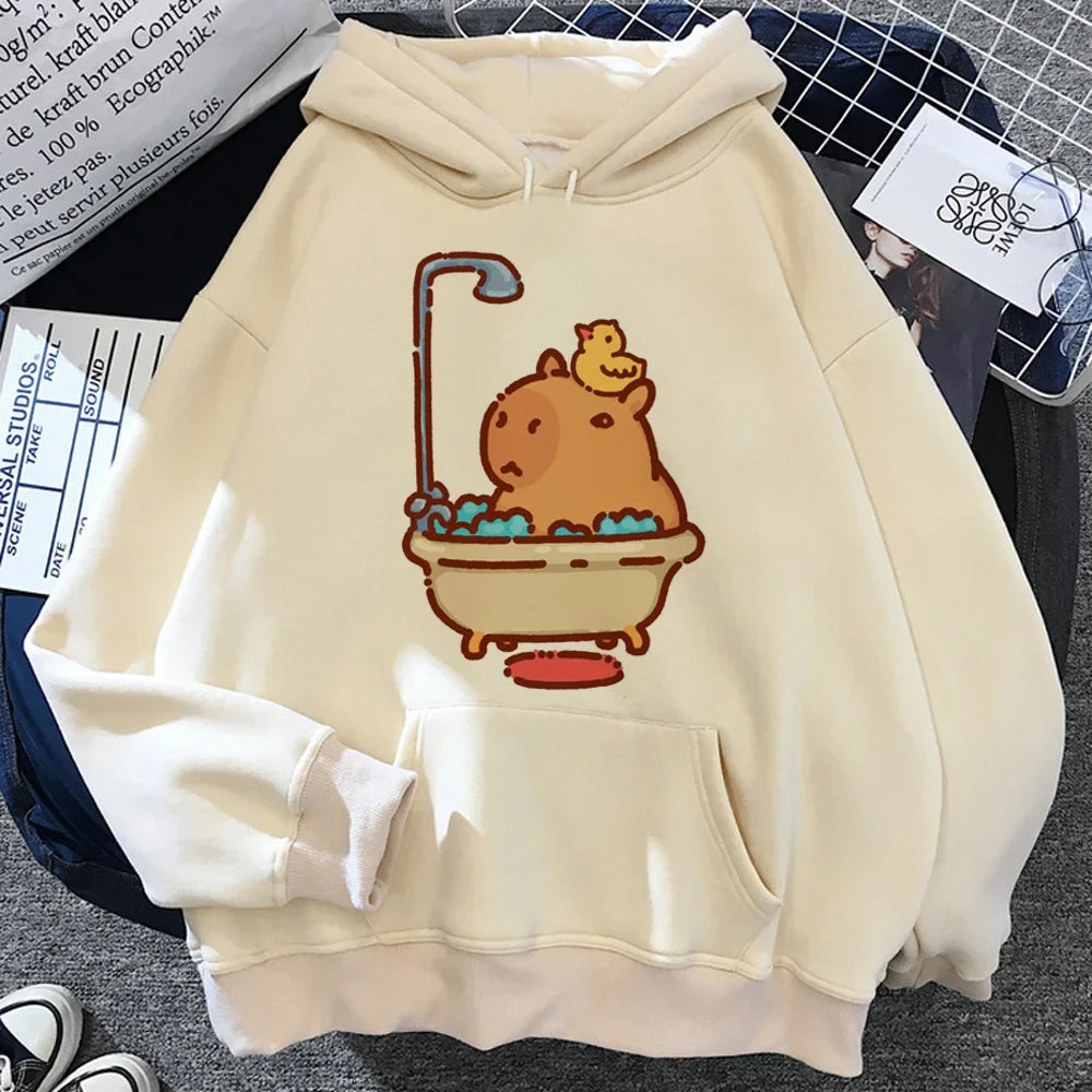 Cartoon Capybara Comfy Hoodie – Cute, Casual - Eden of Clothes