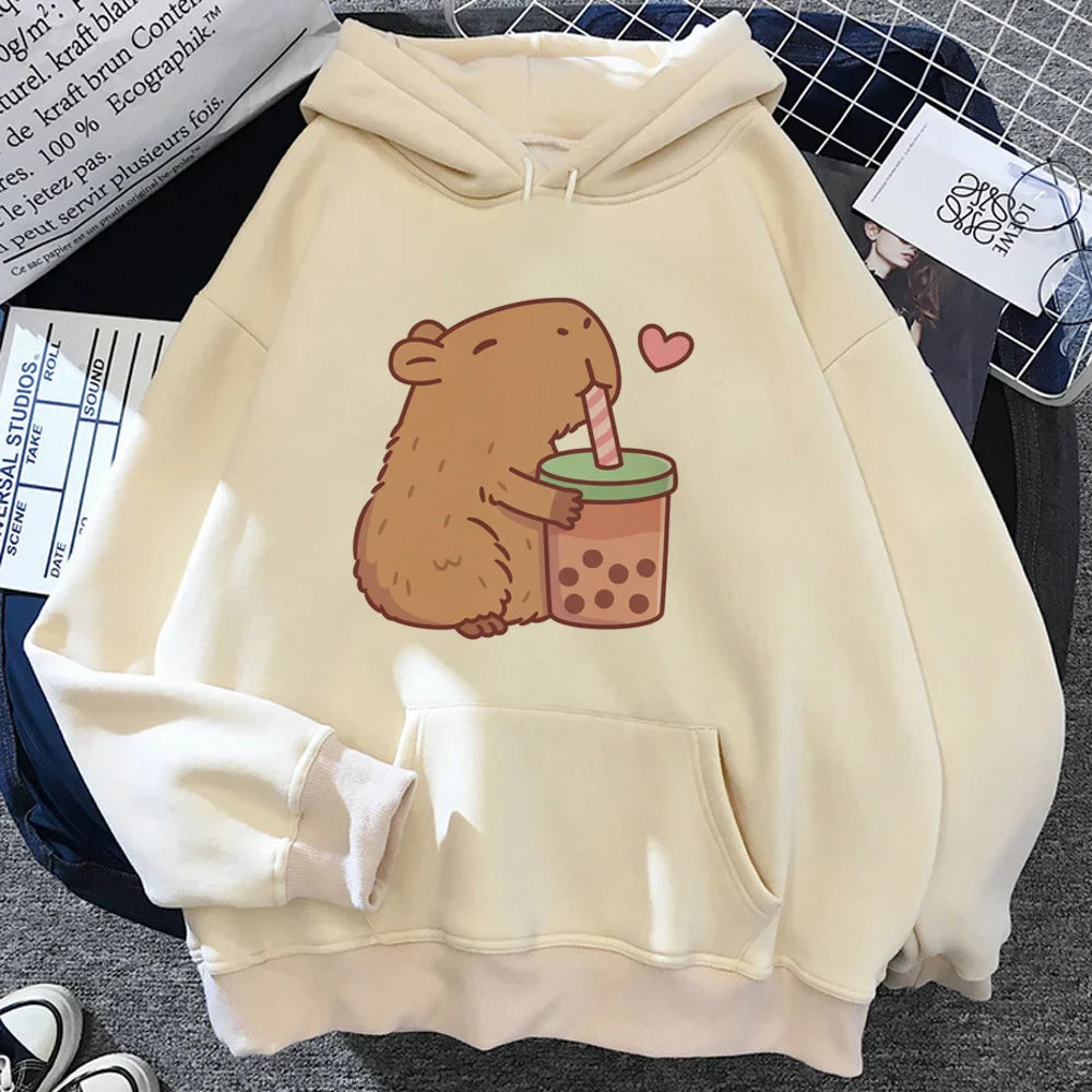 Cartoon Capybara Comfy Hoodie – Cute, Casual - Eden of Clothes