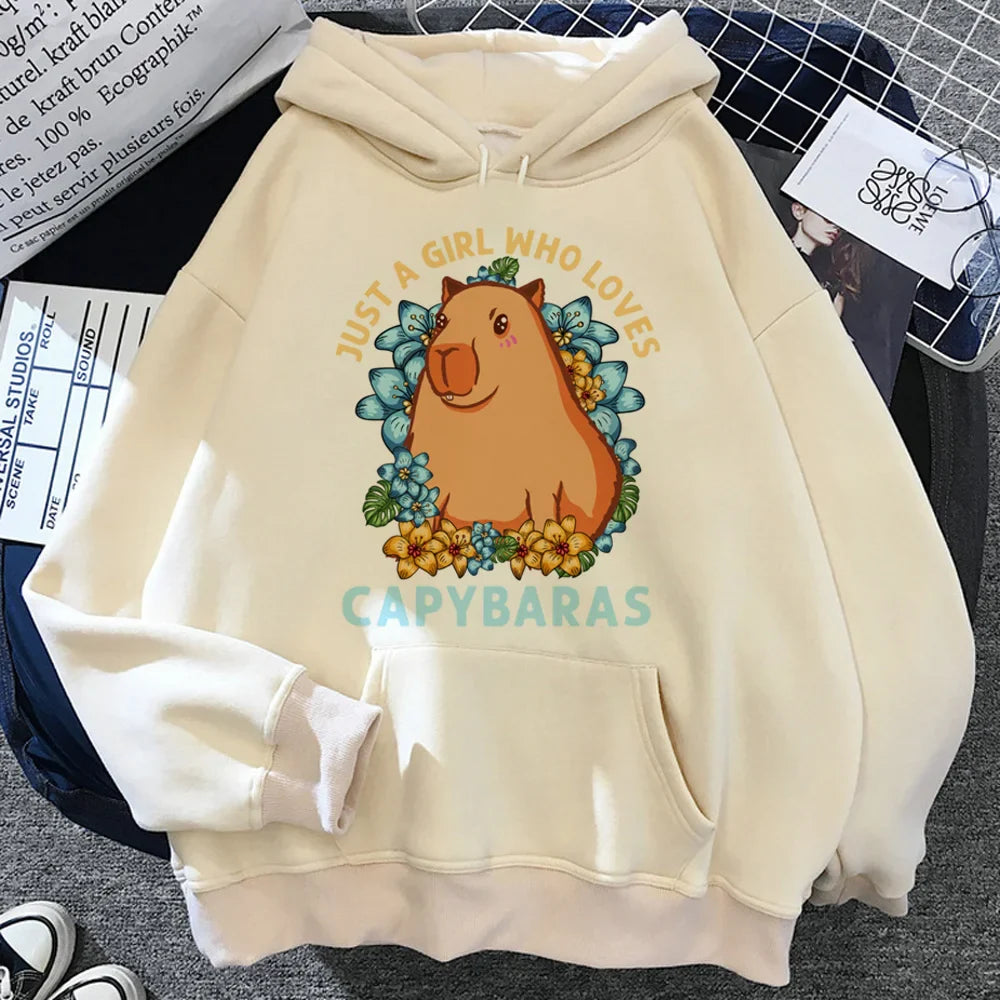 Cartoon Capybara Comfy Hoodie – Cute, Casual - Eden of Clothes