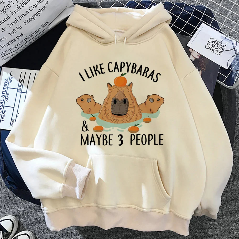 Cartoon Capybara Comfy Hoodie – Cute, Casual - Eden of Clothes