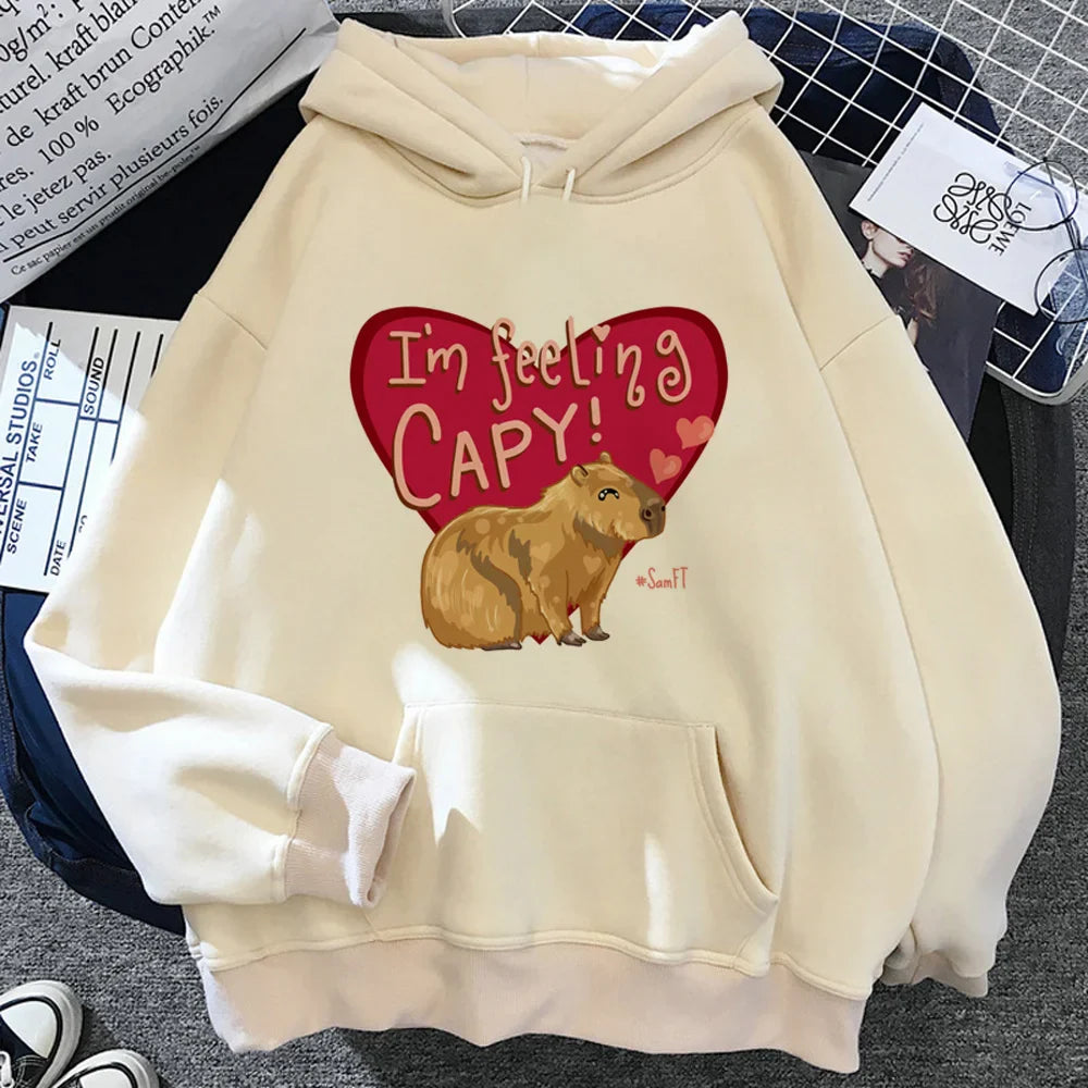 Cartoon Capybara Comfy Hoodie – Cute, Casual - Eden of Clothes