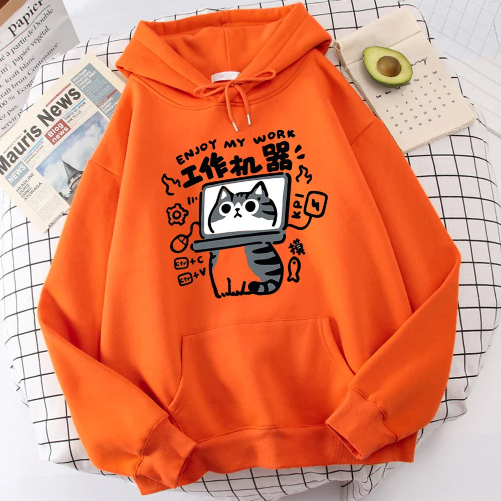 Cartoon Cat Hoodie – Abstract Work, Machine Design - Eden of Clothes