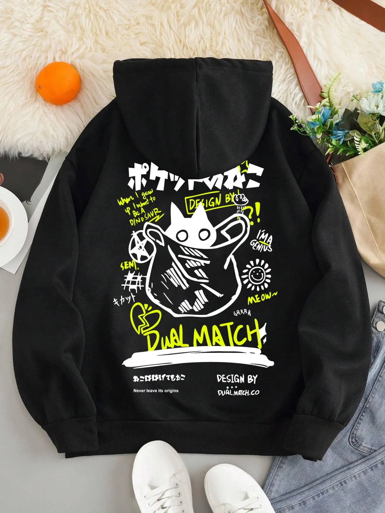 Cat Cartoon Hoodie – Cute, Casual Style - Eden of Clothes