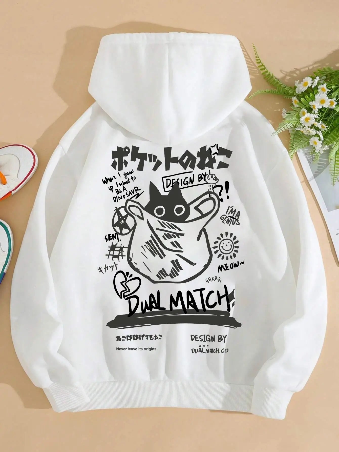 Cat Cartoon Hoodie – Cute, Casual Style - Eden of Clothes