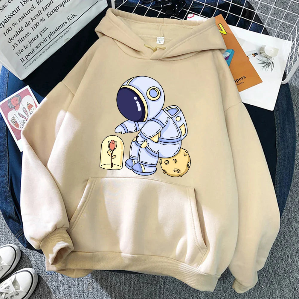 Astronauts Hoodie – Funny Design, Protecting Flowers Print - Eden of Clothes