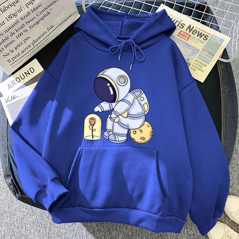 Astronauts Hoodie – Funny Design, Protecting Flowers Print - Eden of Clothes