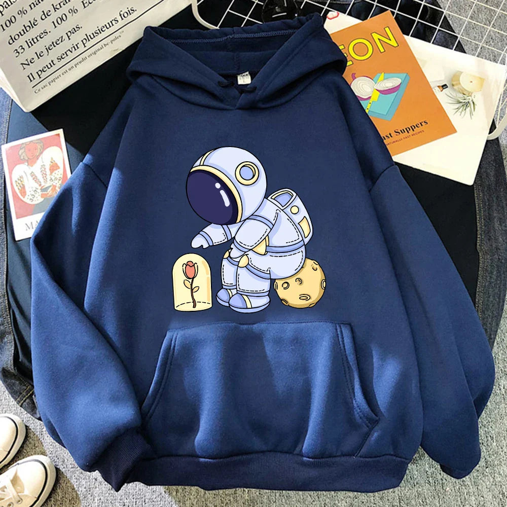 Astronauts Hoodie – Funny Design, Protecting Flowers Print - Eden of Clothes
