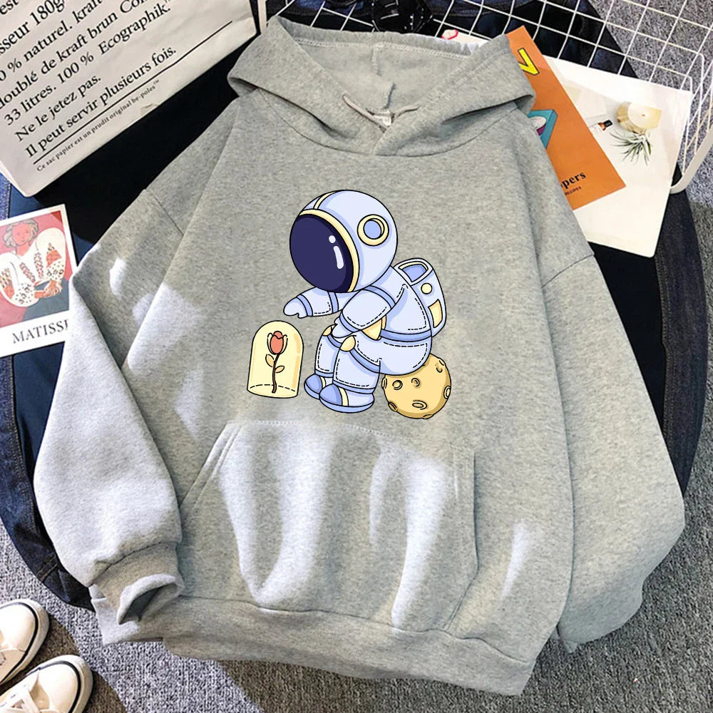 Astronauts Hoodie – Funny Design, Protecting Flowers Print - Eden of Clothes