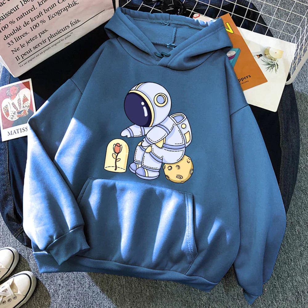 Astronauts Hoodie – Funny Design, Protecting Flowers Print - Eden of Clothes