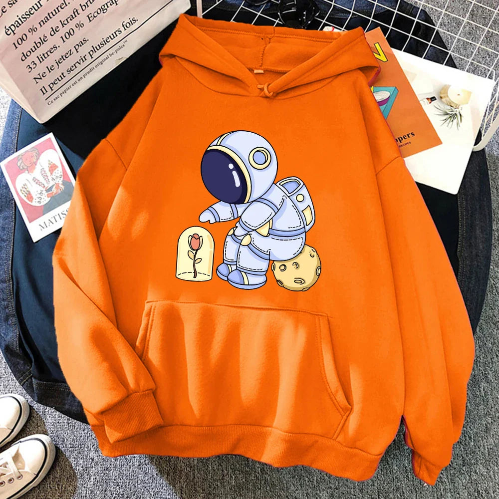Astronauts Hoodie – Funny Design, Protecting Flowers Print - Eden of Clothes