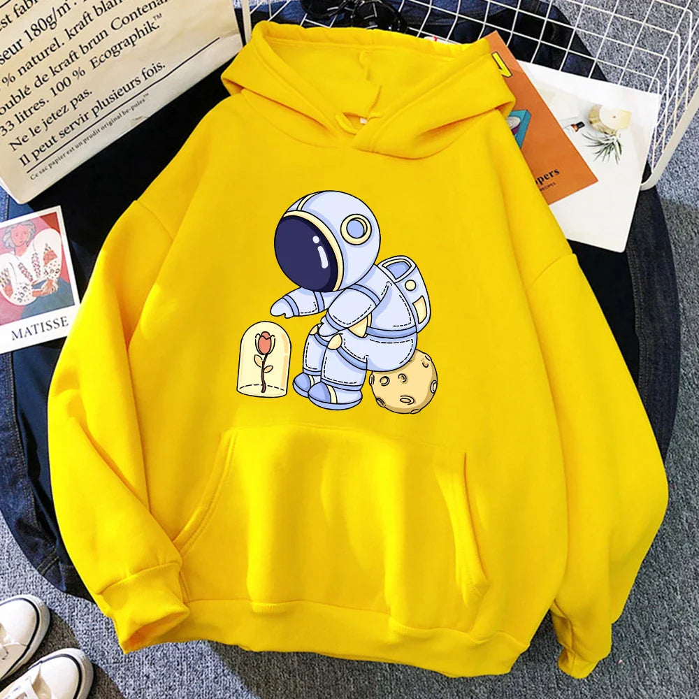Astronauts Hoodie – Funny Design, Protecting Flowers Print - Eden of Clothes