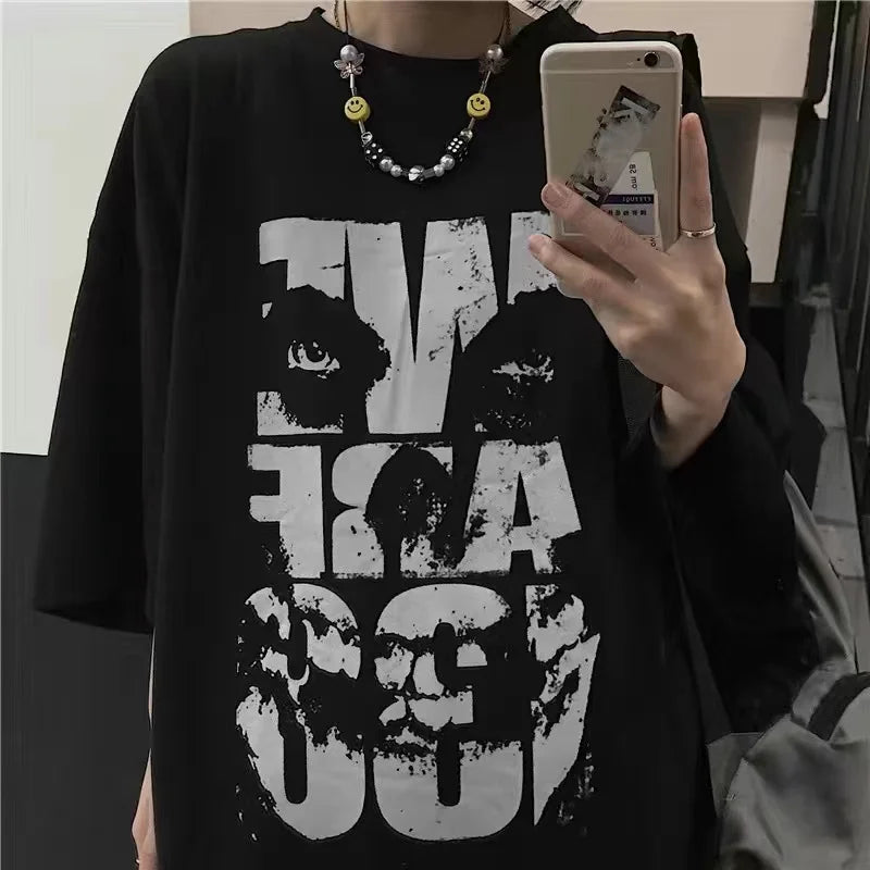 Gothic Oversized T-shirt – Dark Aesthetic, Street Style - Eden of Clothes