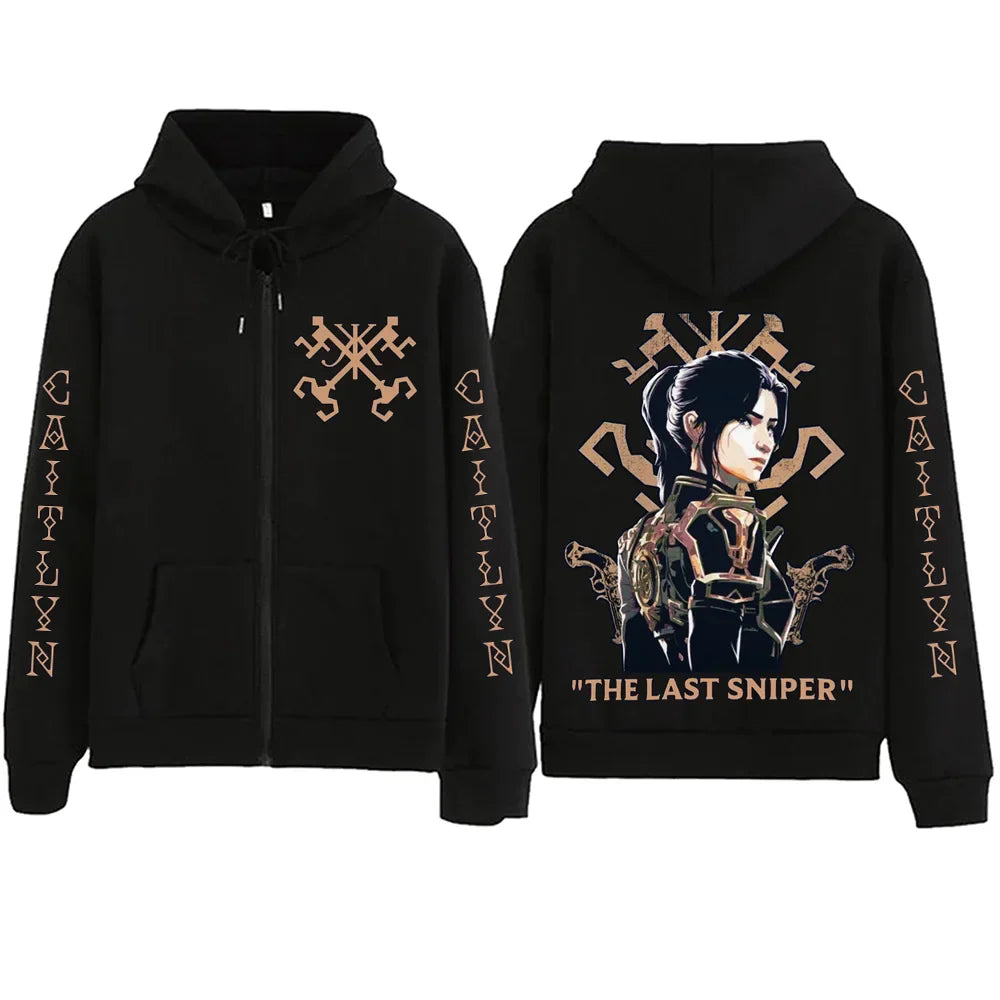 Caitlyn Zipper Hoodie – Sharpshooter Style, Arcane - Eden of Clothes
