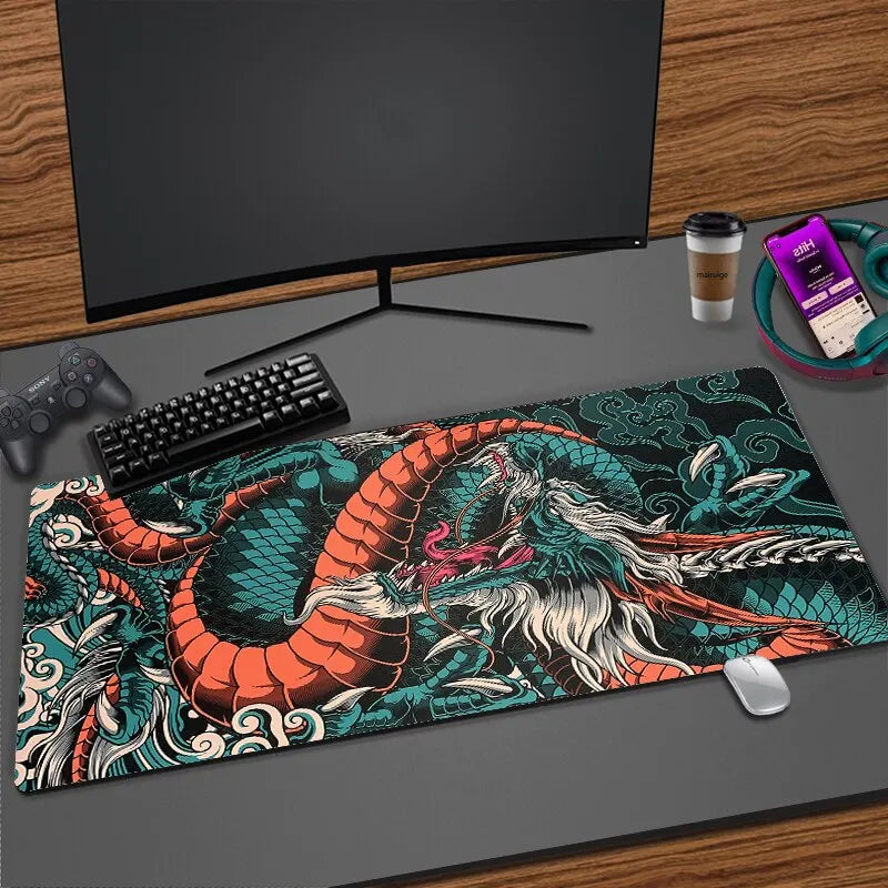Japanese Dragon Large Gaming Mousepad – Extended Desk Mat, Smooth Surface - Eden of Clothes