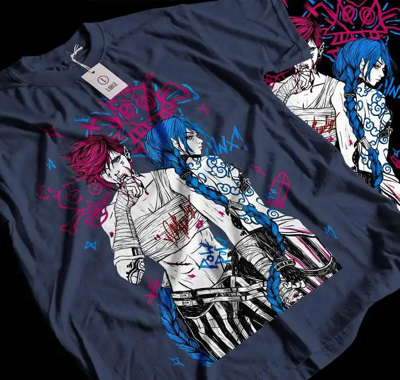 Jinx & Vi T-Shirt – Sisterly Conflict, Arcane - Eden of Clothes