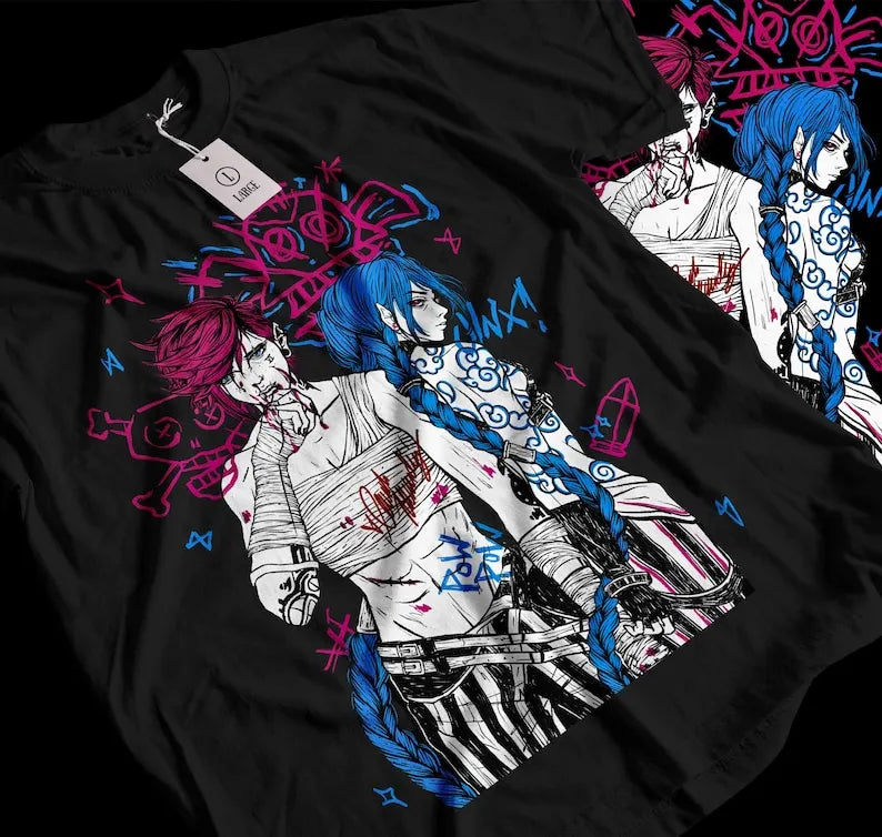 Jinx & Vi T-Shirt – Sisterly Conflict, Arcane - Eden of Clothes