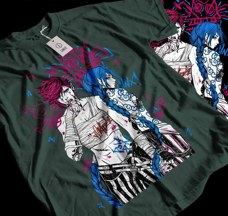 Jinx & Vi T-Shirt – Sisterly Conflict, Arcane - Eden of Clothes