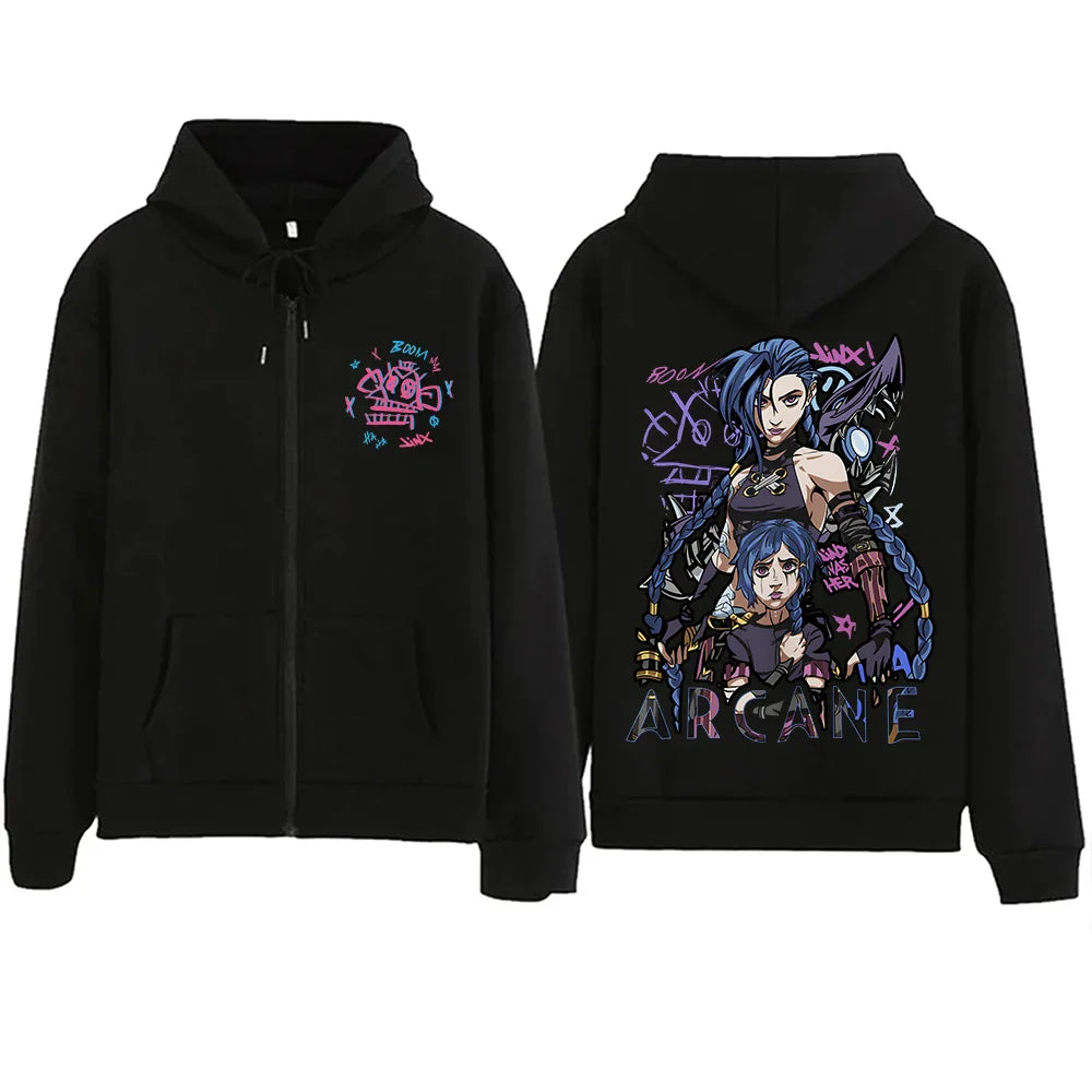 Jinx Graphic Zipper Hoody - Eden of Clothes