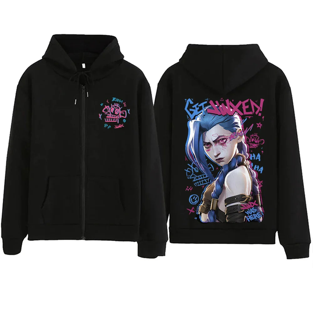 Jinx Graphic Zipper Hoody - Eden of Clothes