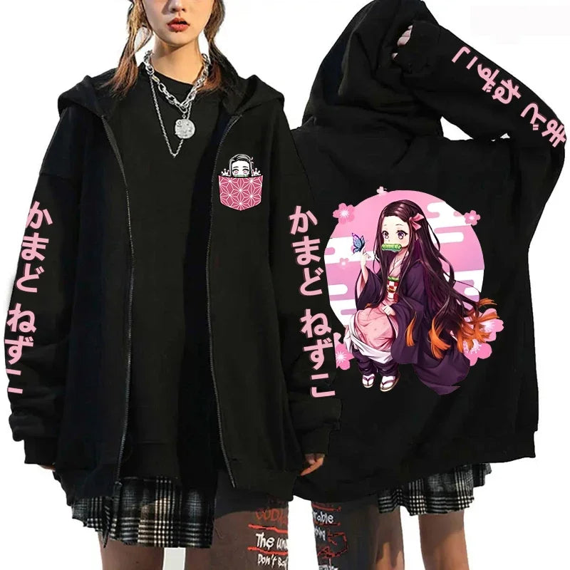 Nezuko Zipper Jacket – Demon Slayer Style, Kimetsu no Yaiba Eden of Clothes