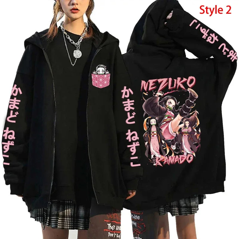 Nezuko Zipper Jacket – Demon Slayer Style, Kimetsu no Yaiba - Eden of Clothes