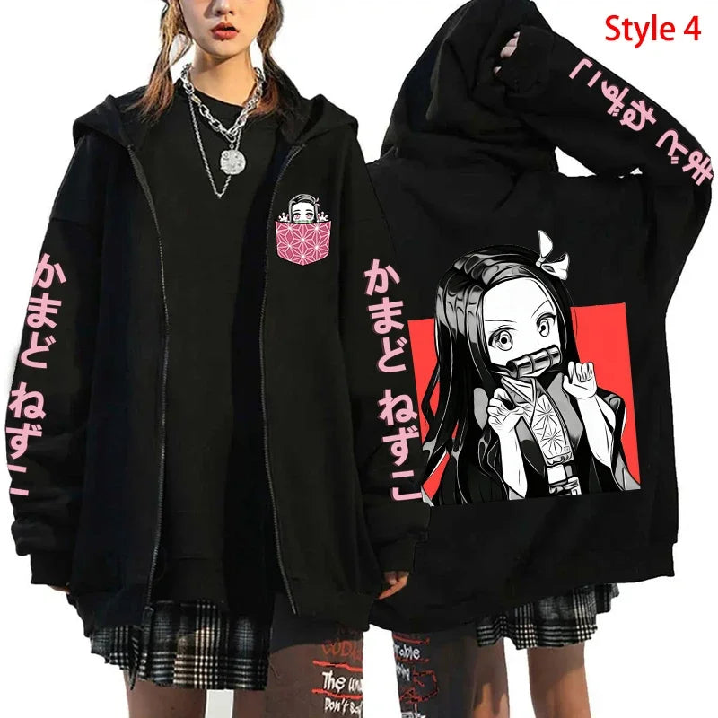Nezuko Zipper Jacket – Demon Slayer Style, Kimetsu no Yaiba - Eden of Clothes
