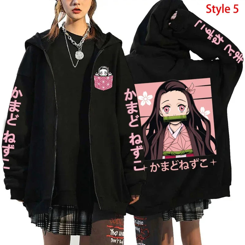Nezuko Zipper Jacket – Demon Slayer Style, Kimetsu no Yaiba - Eden of Clothes
