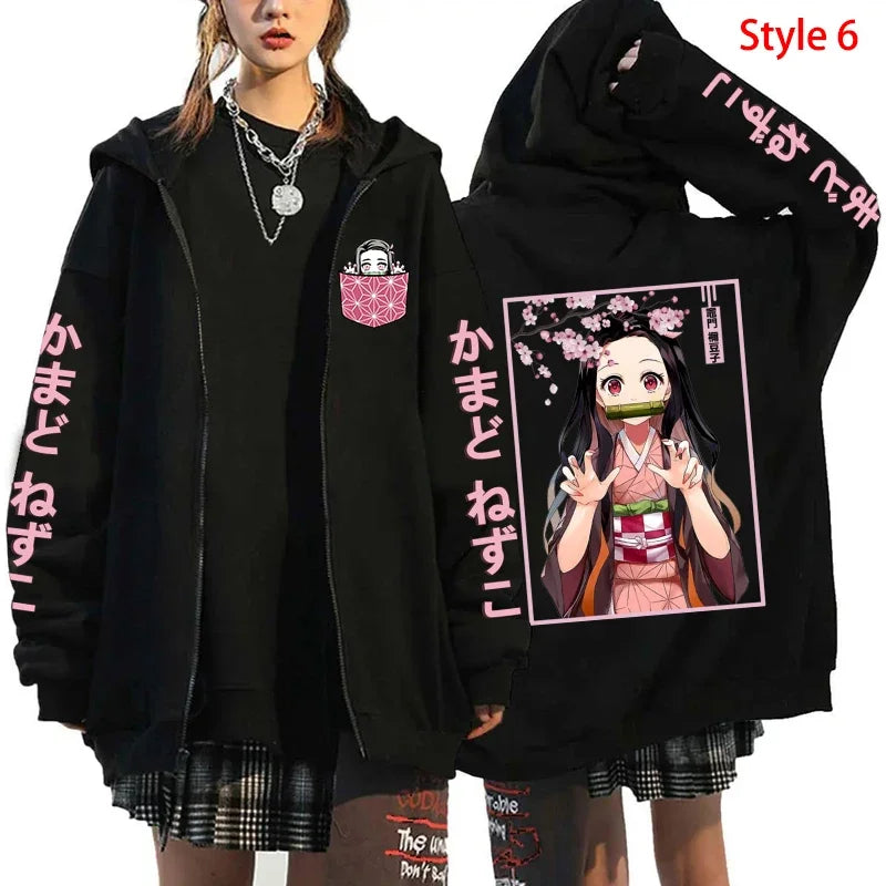 Nezuko Zipper Jacket – Demon Slayer Style, Kimetsu no Yaiba - Eden of Clothes