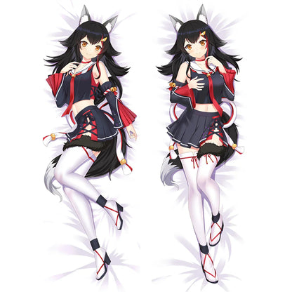 60X180CM 2WAY Dakimakura Anime Ookami Mio Vtuber Double Sided Print Life-size Body Pillow Cover