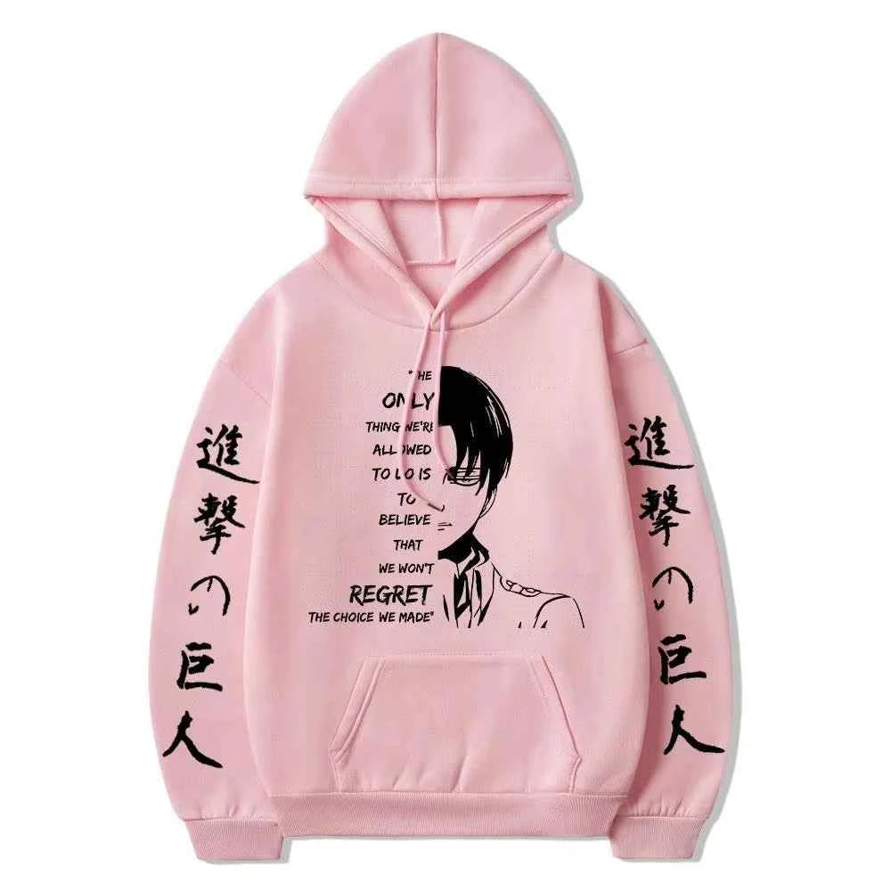 Hot Anime Attack on Titan Levi Ackerman Graphic Printed Hooded Men Women Plus Size Hoodies Male Sweatshirt Harajuku Streetwear