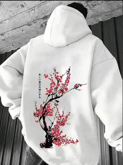 A Japanese streetwear Harajuku printed hoodie for men, a sporty, casual and fashionable autumn and winter sweatshirt top