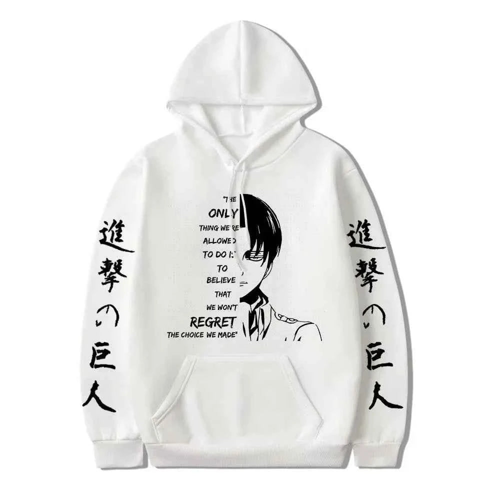 Hot Anime Attack on Titan Levi Ackerman Graphic Printed Hooded Men Women Plus Size Hoodies Male Sweatshirt Harajuku Streetwear