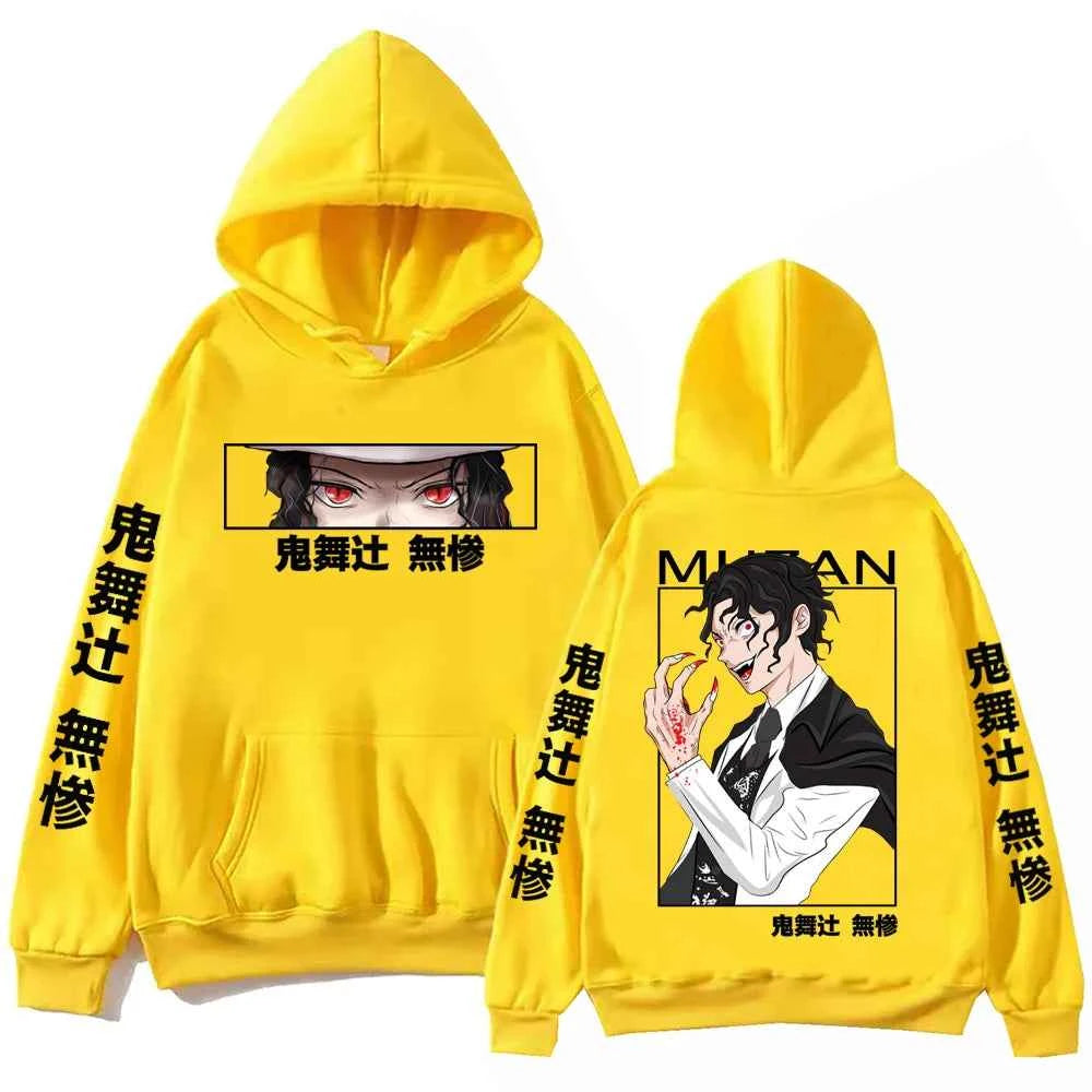 Anime Demon Slayer Muzan Kibutsuji Hoodie Harajuku Hip Hop Pullover Tops Sweatshirt Gift