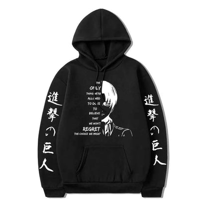Hot Anime Attack on Titan Levi Ackerman Graphic Printed Hooded Men Women Plus Size Hoodies Male Sweatshirt Harajuku Streetwear