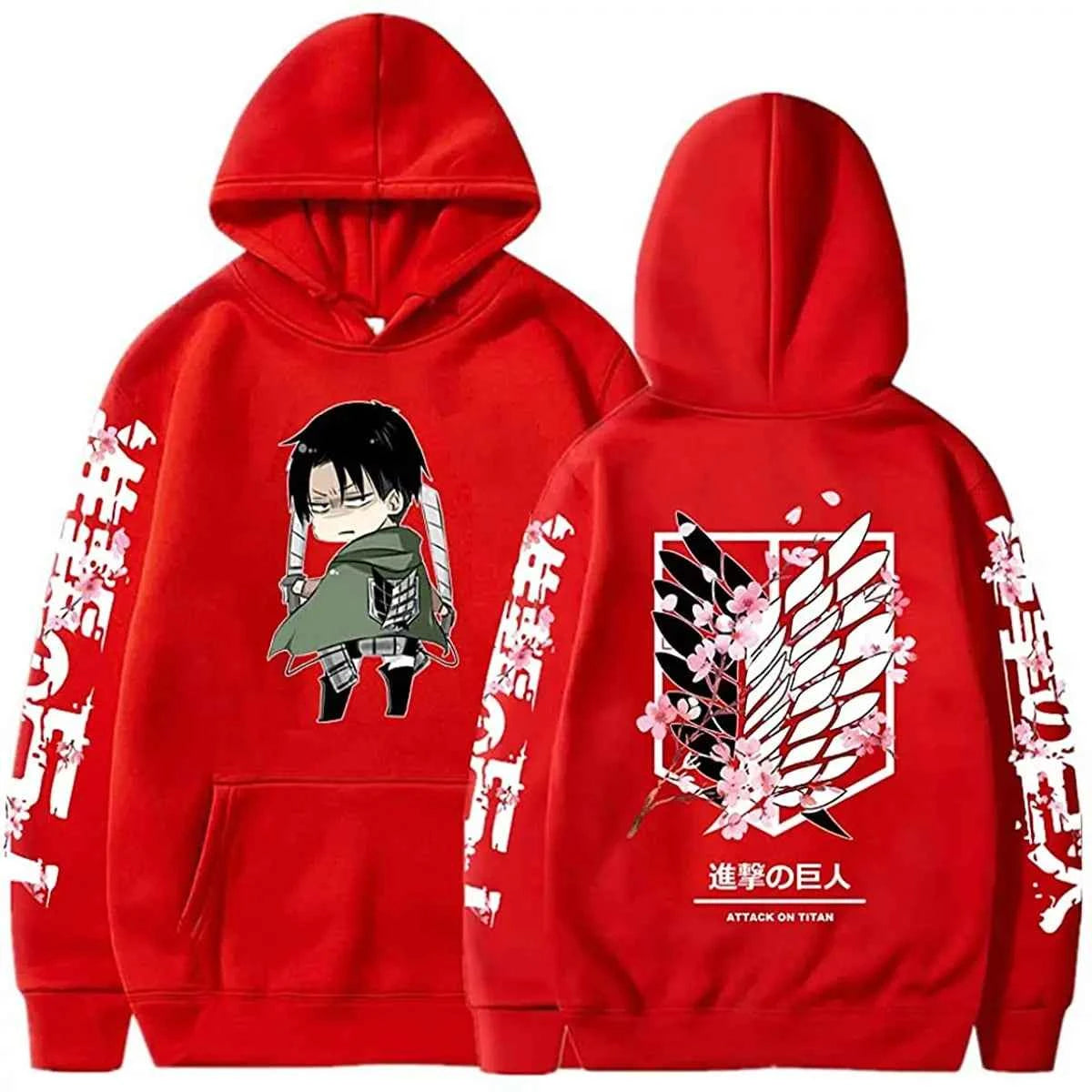 Mikasa Ackerman Winter Fleece Hooded Anime Attack on Titan Sweatshirt Men Women Shingeki No Kyojin Hoodies Harajuku Pullover