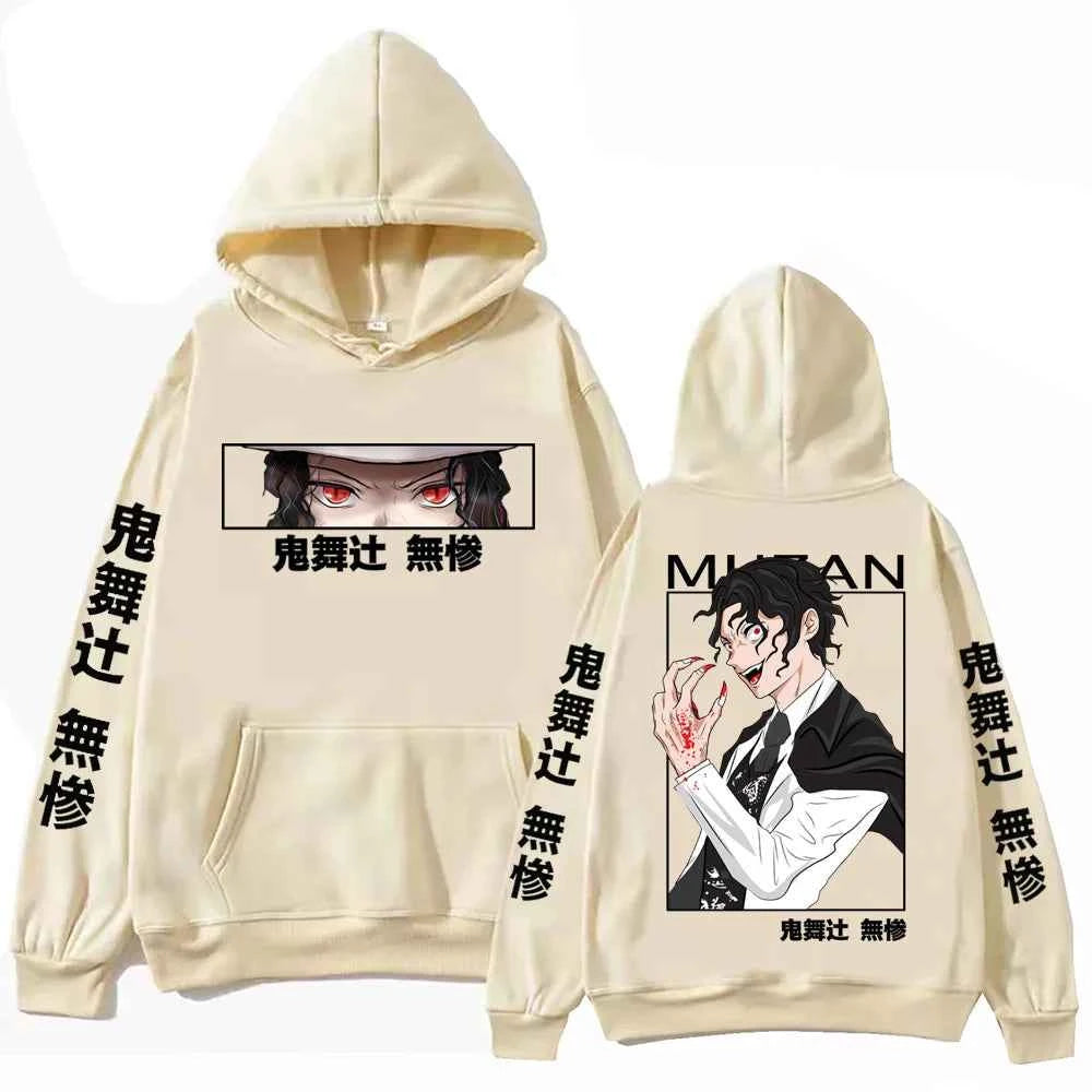 Anime Demon Slayer Muzan Kibutsuji Hoodie Harajuku Hip Hop Pullover Tops Sweatshirt Gift