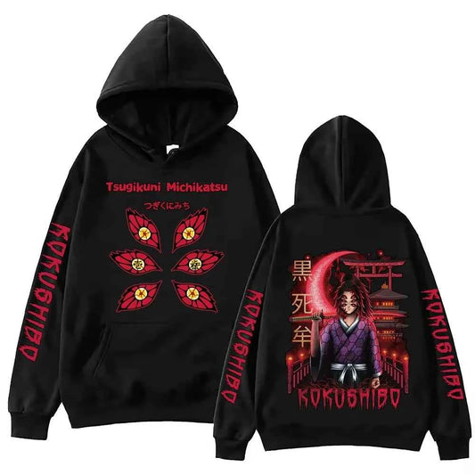 Anime demon killer Kokushibou hood original juku top men's sweatshirt high-quality casual hoodie