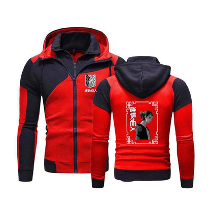 2025 Japanese Anime High Street Jacket Spring Autumn Mans Windbreaker Coats Attack on Titan Logo Print Patchwork Color Hoodies