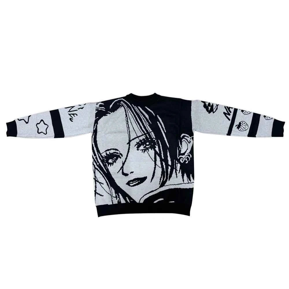 Japanese Style Harajuku Oversized Sweater Anime Girl Vintage Knitted Sweater Pullover Winter Keep Warm Long Sleeves Streetwear