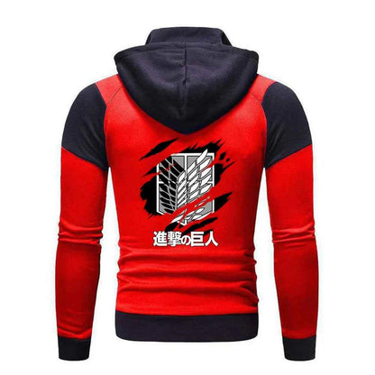 2025 Japanese Anime High Street Jacket Spring Autumn Mans Windbreaker Coats Attack on Titan Logo Print Patchwork Color Hoodies