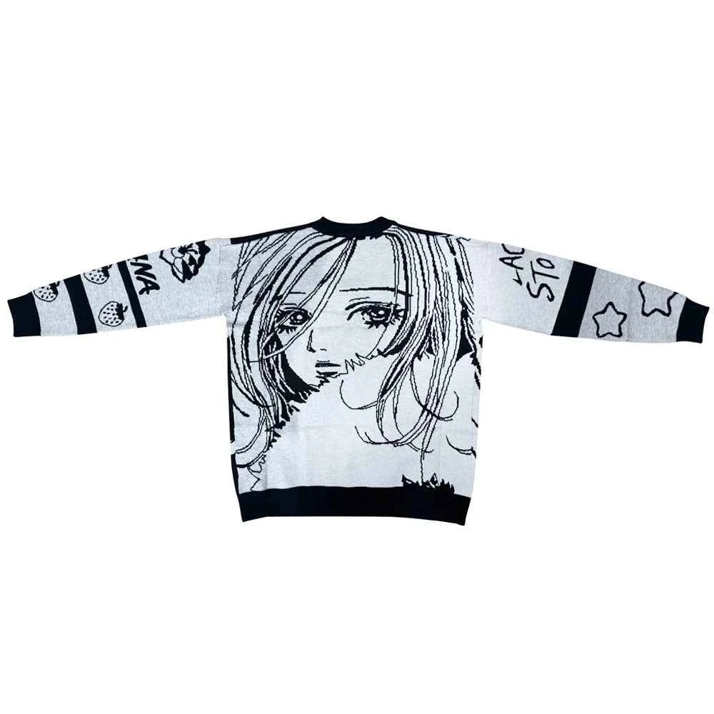Japanese Style Harajuku Oversized Sweater Anime Girl Vintage Knitted Sweater Pullover Winter Keep Warm Long Sleeves Streetwear