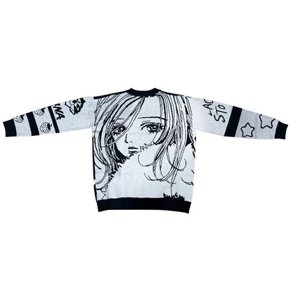 Japanese Style Harajuku Oversized Sweater Anime Girl Vintage Knitted Sweater Pullover Winter Keep Warm Long Sleeves Streetwear