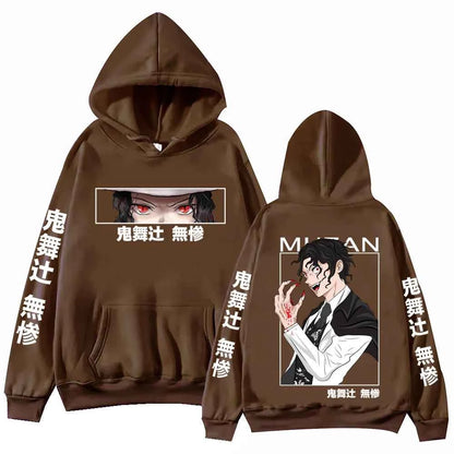 Anime Demon Slayer Muzan Kibutsuji Hoodie Harajuku Hip Hop Pullover Tops Sweatshirt Gift
