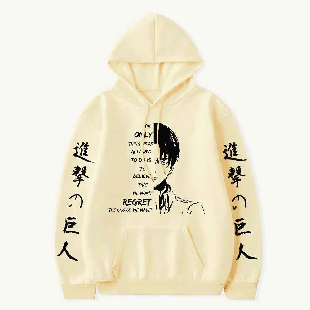 Hot Anime Attack on Titan Levi Ackerman Graphic Printed Hooded Men Women Plus Size Hoodies Male Sweatshirt Harajuku Streetwear