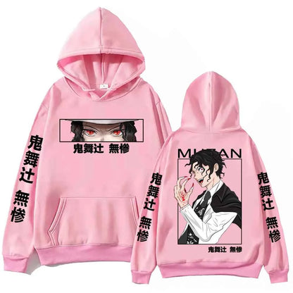Anime Demon Slayer Muzan Kibutsuji Hoodie Harajuku Hip Hop Pullover Tops Sweatshirt Gift